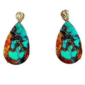 Turquoise Paint-Splatter Earrings
